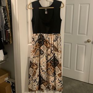 Sleeveless Printed Twofer Maxi Dress